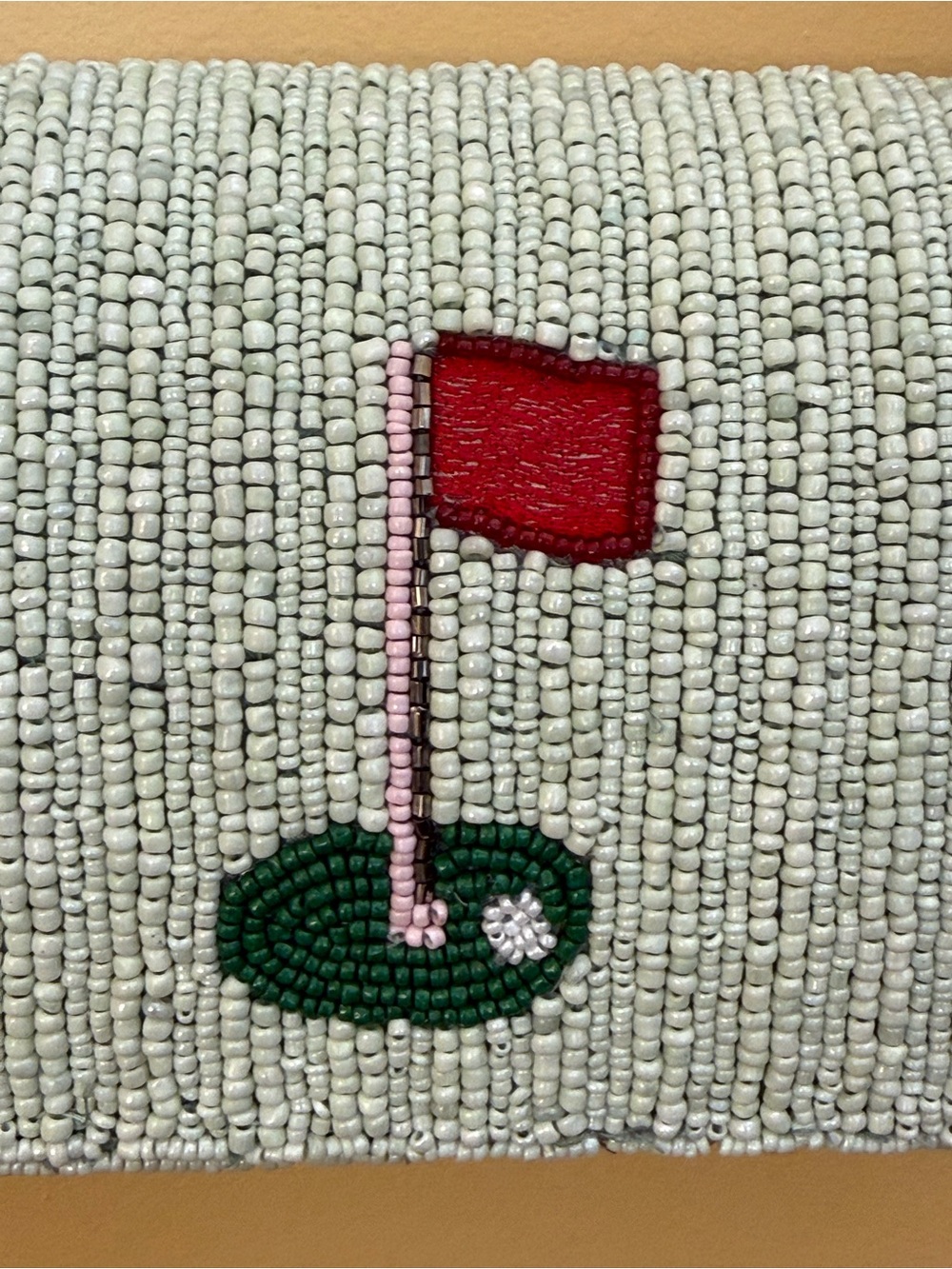 Handcrafted in India Beaded Pink Golf Cart on Light Mint. Golf bag charm. NWT - Picture 4 of 11